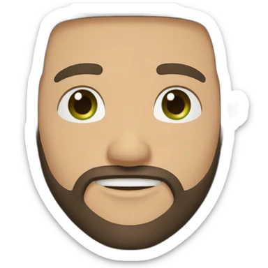 one white guy with dark brown longhair greeneye beard blacktshirt thumbup sticker