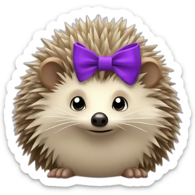 Focused hedgehog with a purple bow sticker
