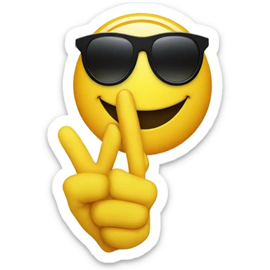 smiley face with sunglasses a finger guns sticker