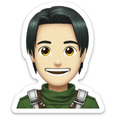 smile Levi of Attack titan wears forest-green clothes sticker