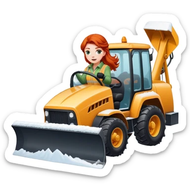  redheaded lady driving aSnowplow sticker