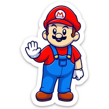 Mario with red shirt and blue overalls sticker