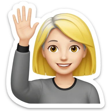 woman with gray and yellow hair smiling and waving her hand  sticker