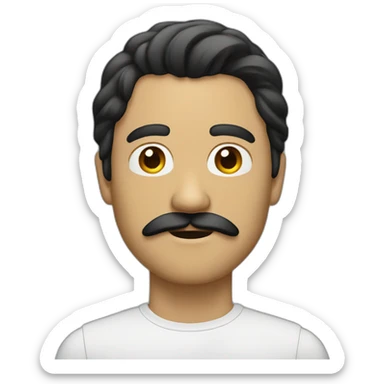 Man with black very long hair mustache tan sticker