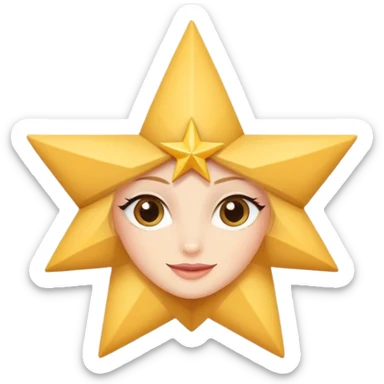 Elegant star mascot illustration inspired by a beauty brand logo, 4-pointed elongated star, sophisticated and minimal flat design, subtle feminine eyelashes, confident soft smile, in hex #250055 sticker