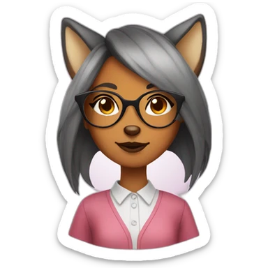 Transgender fox girl wearing round glasses sticker