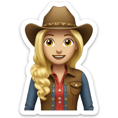 Blonde Cowgirl with a horse sticker