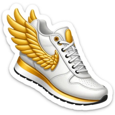 a running shoe with a wing attached to it sticker