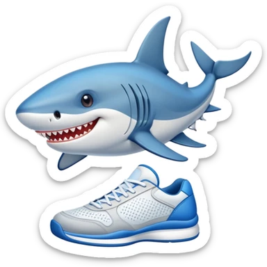 Tiburón con tenis azules puestas en los pies  sticker