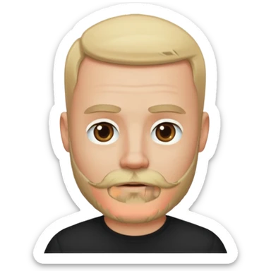 Bearded bald blonde man black shirt sticker