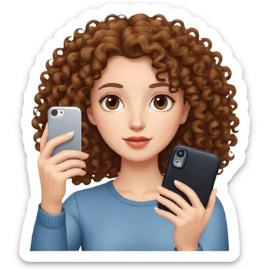 woman taking a selfie, curly hair sticker