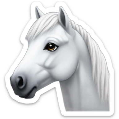 Realistic white pony with a braids sticker