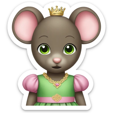 A mouse princes with green eyes and cute pink dress sticker