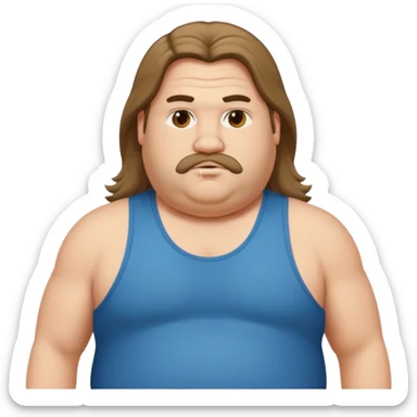 Long hair fat men in tank top sticker