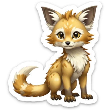 Epic Feral Rare Fantasy shiny cool fluffy Vernid-Trico-species-hybrid-animal by LiLaiRa, random markings, tufted tail, tufted ears, full body sticker