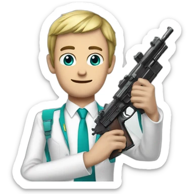 Miku points a fake gun at emmanuel macron sticker