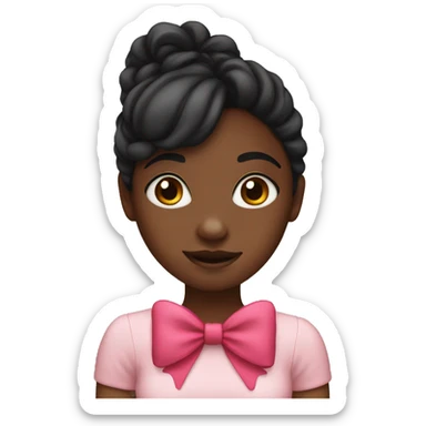 black girl with a bow making a heart sticker