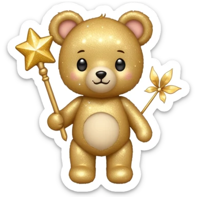 Fairy glitter teddy with wand  sticker