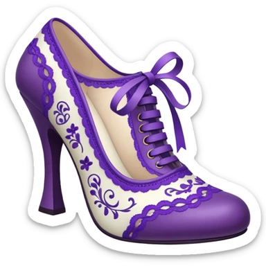 Lolita shoes, white and purple sticker