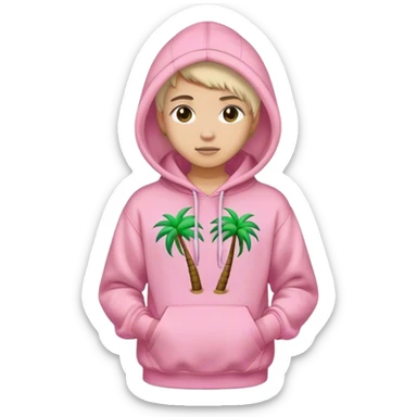 Pink palm puff hoodie  sticker