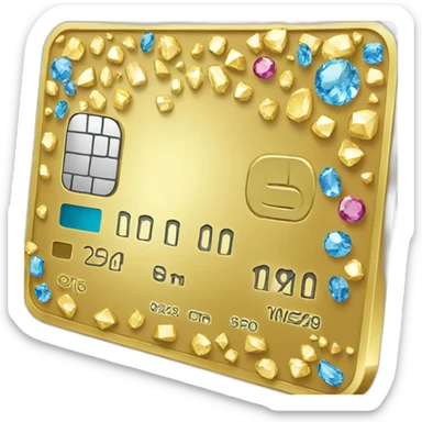 gold credit card with gems sticker