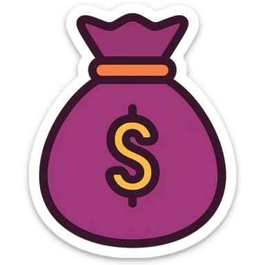 minimal money bag icon, main color #894273 sticker