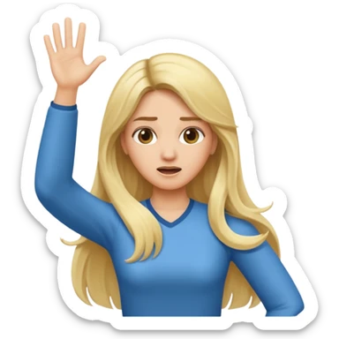 lady with long blonde hair throwing arms in the as if confused sticker