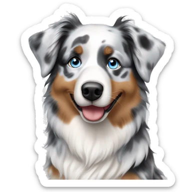Blue Merle Australian Shepherd with blue eyes sticker