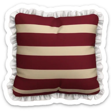 Dark Red beige striped pillow with ruffles sticker