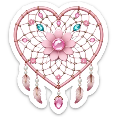 Sakura flower heart Cœur pastel suncatchers gemstones beadspearls crystals dreamcatcher sticker