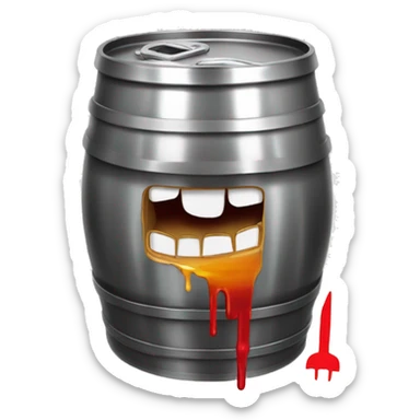 beer keg stabbed by knife beer leaking out sticker