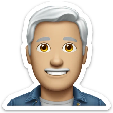 Gray haired white man with very tight blue jeans sticker