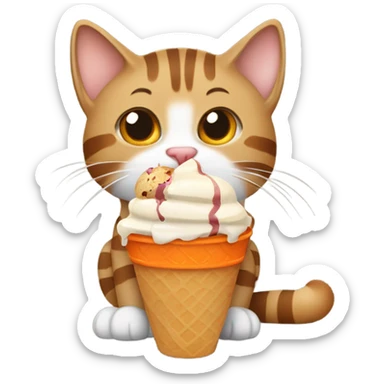 tabby cat eating ice cream  sticker