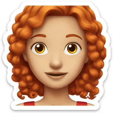 "A beautiful girl with red hair, wearing a red dress." sticker