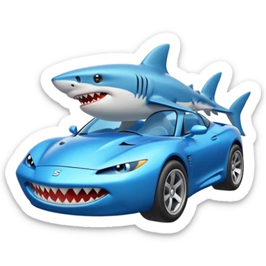 shark driving a fast car sticker