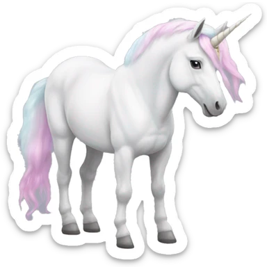 Fullbody White unicorn with pastel color mane  sticker