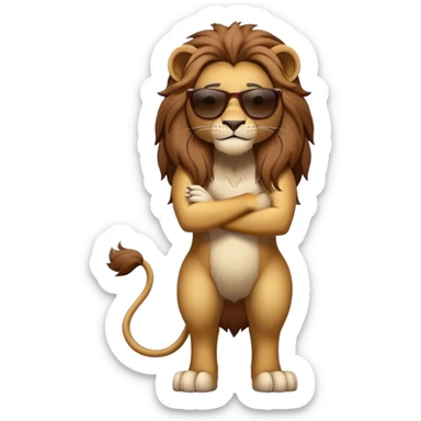 female anthropomorphised lion character standing confidently with arms folded wearing dark sunglasses sticker