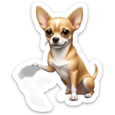 chihuahua holding a huge stone sticker