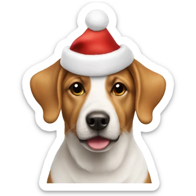 Christmas hat on dog  sticker