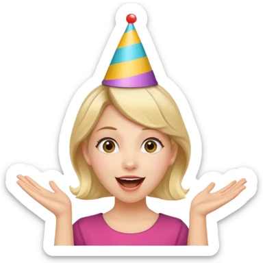 Excited girl with fair up-do can’t wait for something to happen sticker