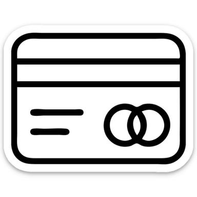 stylized credit card with bold outlines and subtle color accents sticker