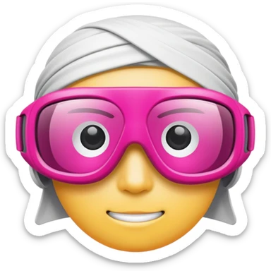 bold pink sport eyewear with wrap-around protective lens, thick frame sticker