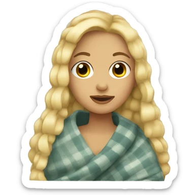 Cozy blanket girl with blonde hair sticker