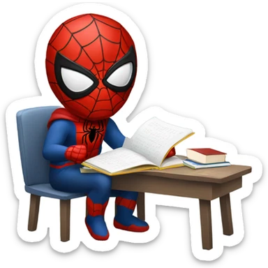 Spiderman studying sticker