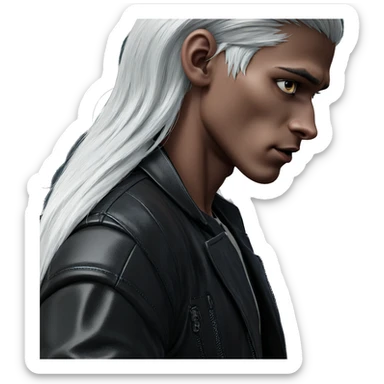 elf boy in leather jacket sticker