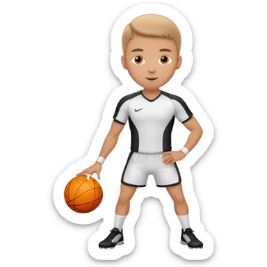 white sportsman in the playground with ball, dressed in sport suit sticker