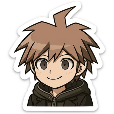 Danganronpa style emoji of Makoto Naegi sticker