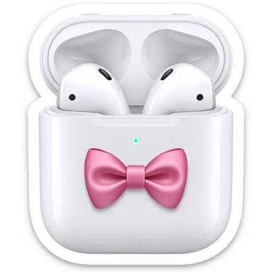 AirPods with a bow sticker