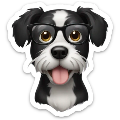 Black dog wearing glasses  sticker