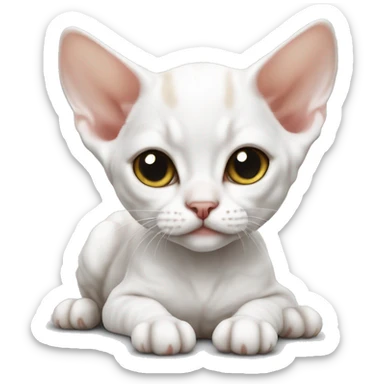 White Devon Rex kitten laying  sticker